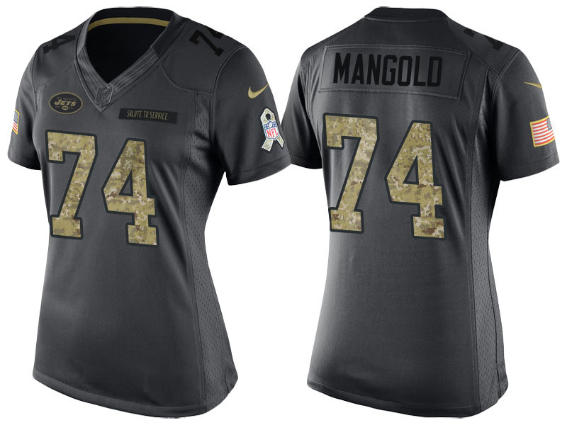 Women's New York Jets #74 Nick Mangold Anthracite 2016 Salute to Service Limited Jersey