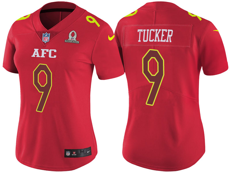 Women's AFC 2017 Pro Bowl Baltimore Ravens #9 Justin Tucker Red Game Jersey