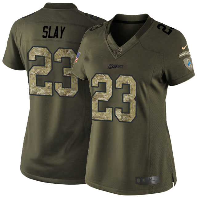 Women's Detroit Lions #23 Darius Slay Green Camo Salute to Service Jersey