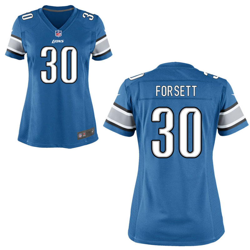 Women's Detroit Lions #30 Justin Forsett Blue Game Jersey