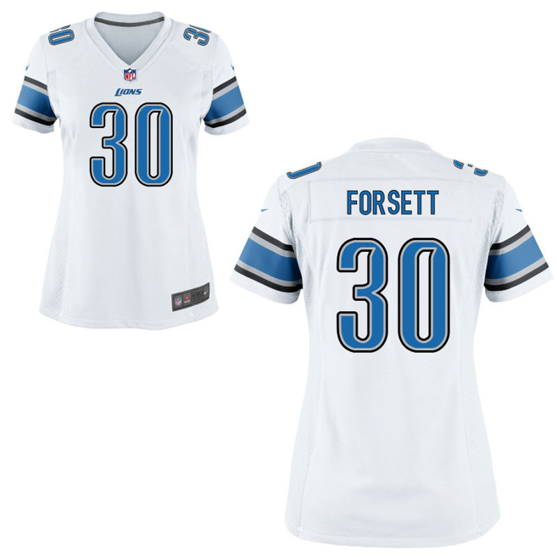 Women's Detroit Lions #30 Justin Forsett White Game Jersey