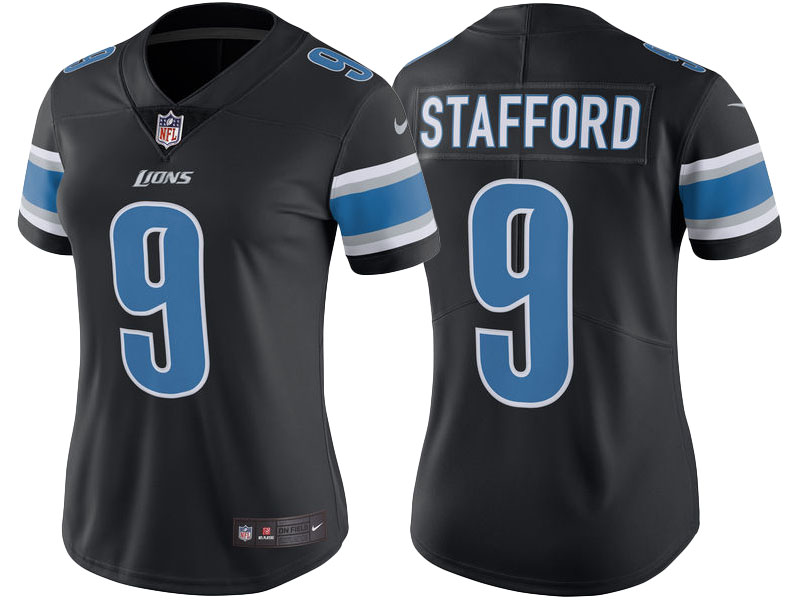 Women's Detroit Lions #9 Matthew Stafford Black Color Rush Limited Jersey