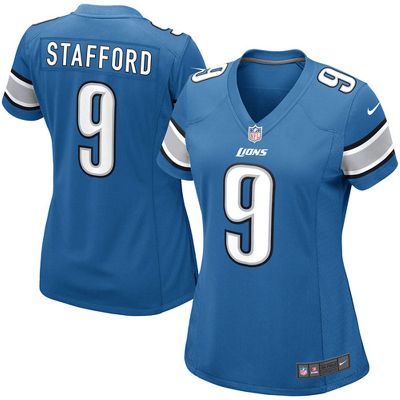 Women's Detroit Lions #9 Matthew Stafford Light Blue Game Jersey