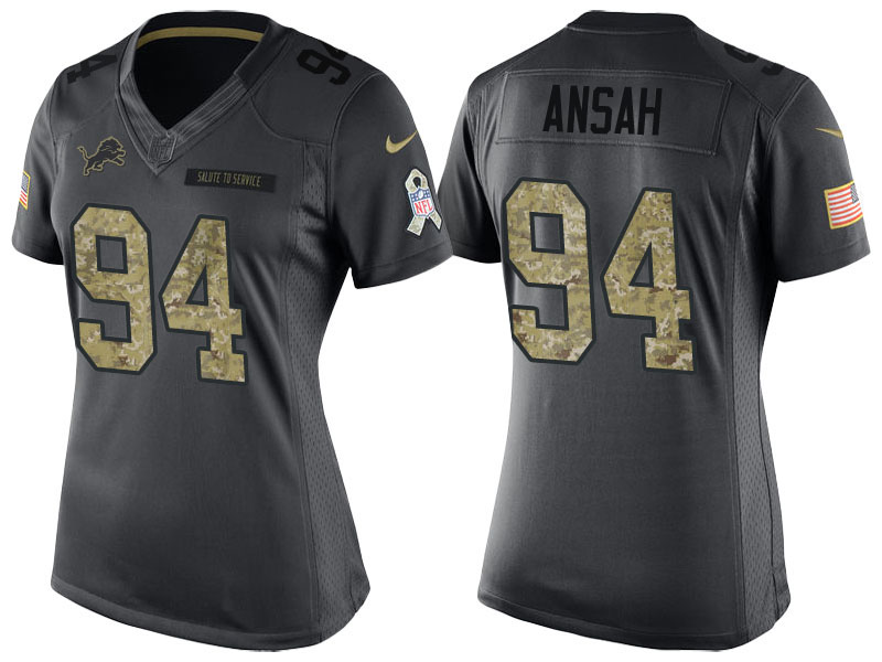 Women's Detroit Lions #94 Ziggy Ansah Camo Anthracite 2016 Salute to Service Limited Jersey