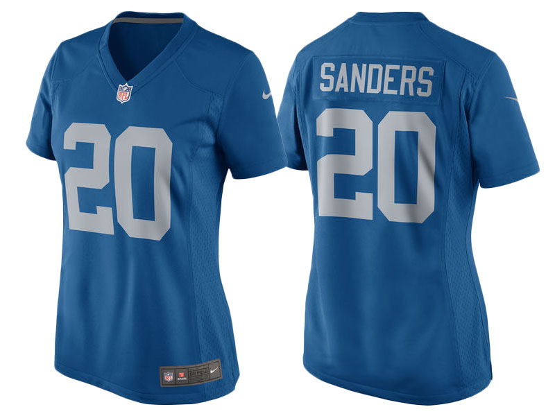 Women's 2017 Detroit Lions #20 Barry Sanders Blue Throwback Retired Player Game New Jersey