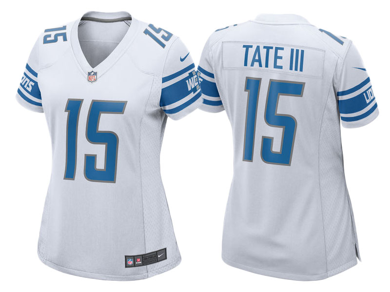 Women's 2017 Detroit Lions #15 Golden Tate White Game New Jersey