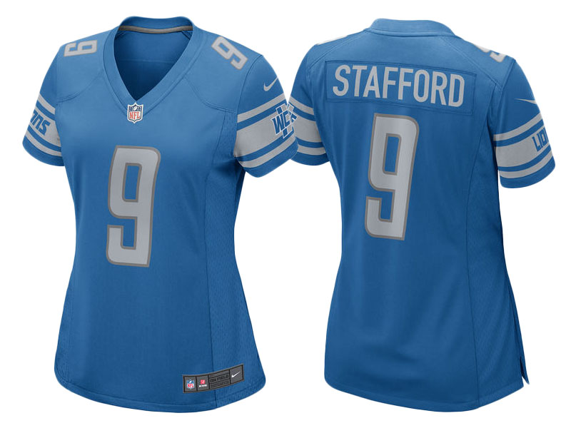 Women's 2017 Detroit Lions #9 Matthew Stafford Blue Game New Jersey