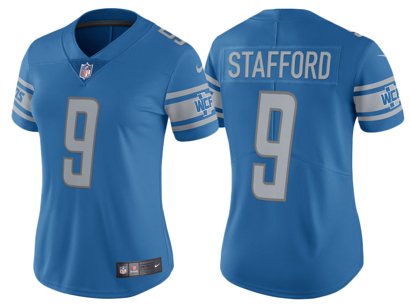 Women's 2017 Detroit Lions #9 Matthew Stafford Blue Limited New Jersey