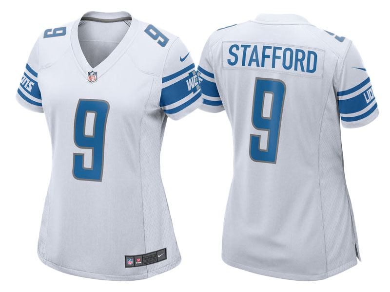 Women's 2017 Detroit Lions #9 Matthew Stafford White Game New Jersey