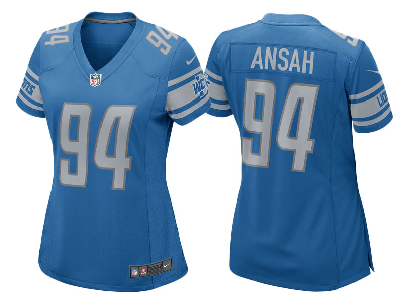 Women's 2017 Detroit Lions #94 Ziggy Ansah Blue Game New Jersey