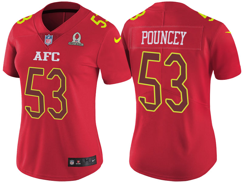 Women's AFC 2017 Pro Bowl Pittsburgh Steelers #53 Maurkice Pouncey Red Game Jersey