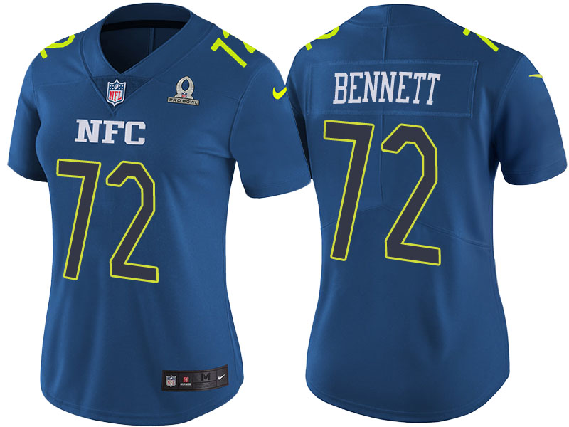 Women's NFC 2017 Pro Bowl Seattle Seahawks #72 Michael Bennett Blue Game Jersey