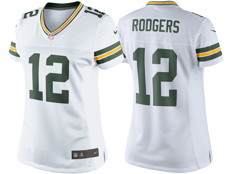 Women's Green Bay Packers #12 Aaron Rodgers White Color Rush Limited Jersey