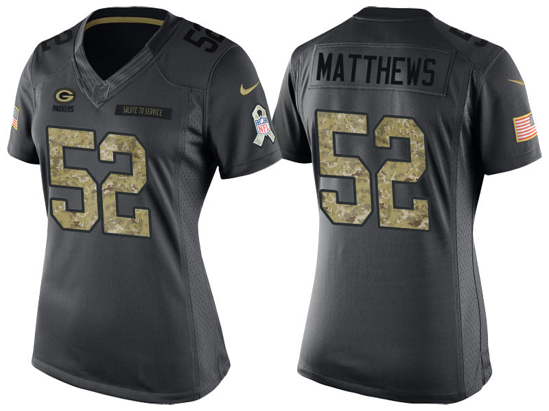 Women's Green Bay Packers #52 Clay Matthews Camo Anthracite 2016 Salute to Service Limited Jersey