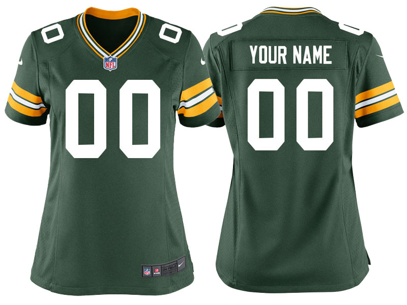 Women's Green Bay Packers Green Custom Game Jersey