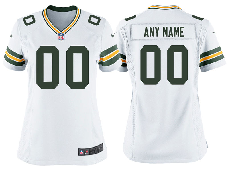 Women's Green Bay Packers White Custom Game Jersey