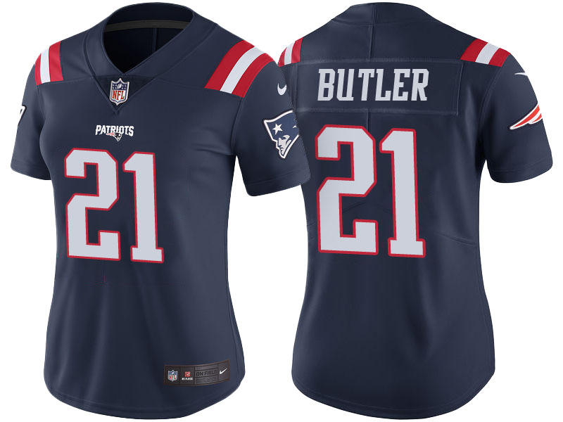 Women's New England Patriots #21 Malcolm Butler Navy Color Rush Limited Jersey