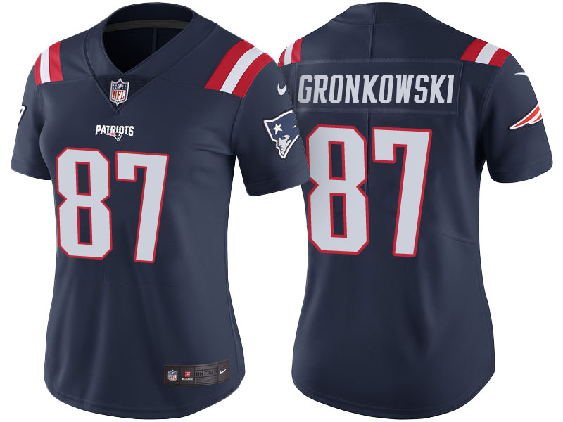 Women's New England Patriots #87 Rob Gronkowski Navy Color Rush Limited Jersey