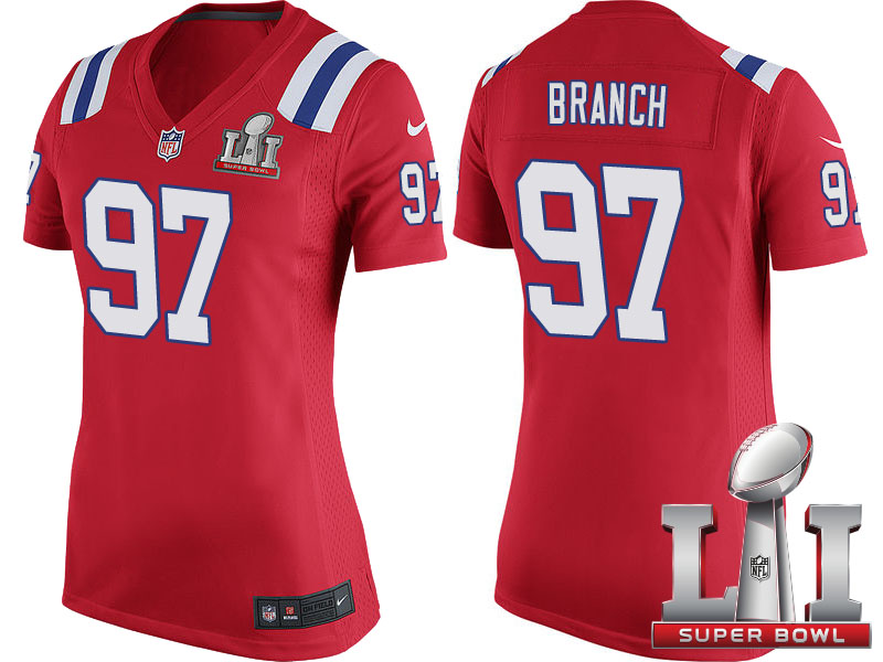 Women's New England Patriots #97 Alan Branch Red Super Bowl LI Jersey