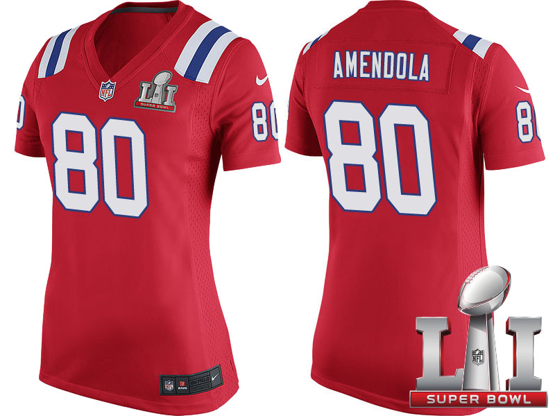 Women's New England Patriots #80 Danny Amendola Red Super Bowl LI Jersey