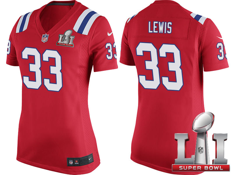 Women's New England Patriots #33 Dion Lewis Red Super Bowl LI Jersey