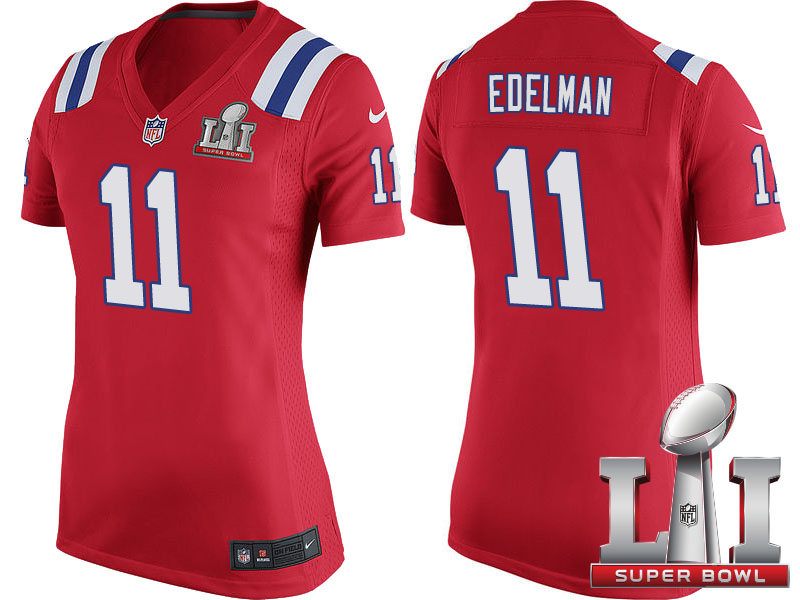 Women's New England Patriots #11 Julian Edelman Red Super Bowl LI Jersey