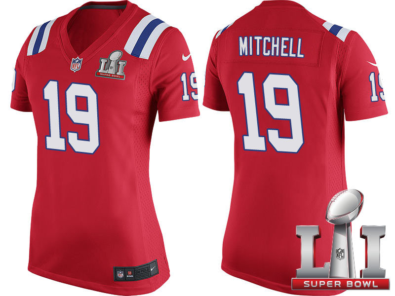 Women's New England Patriots #19 Malcolm Mitchell Red Super Bowl LI Jersey