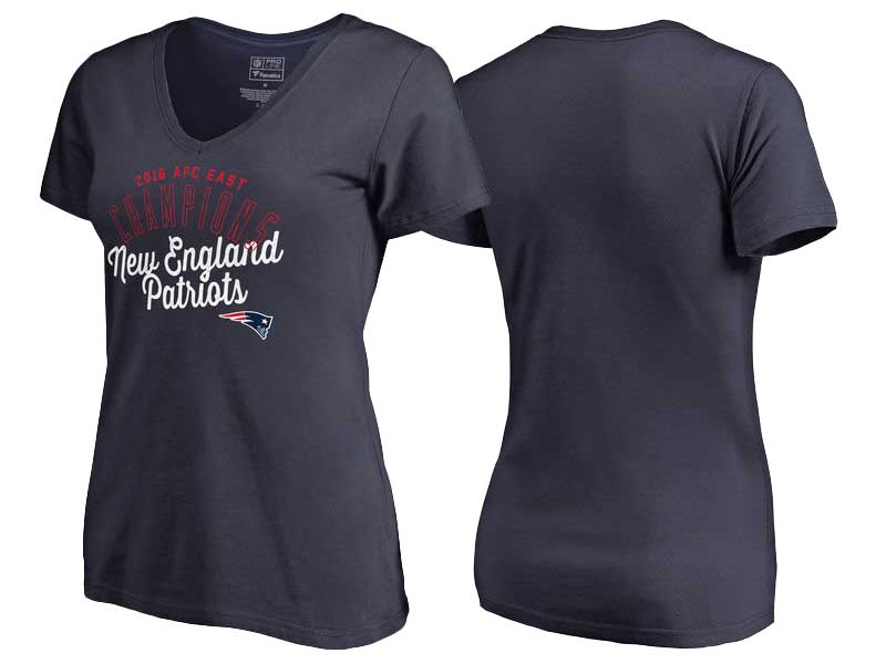 Women's 2016 AFC East Division Champions New England Patriots Navy Plus Size V-Neck T-Shirt