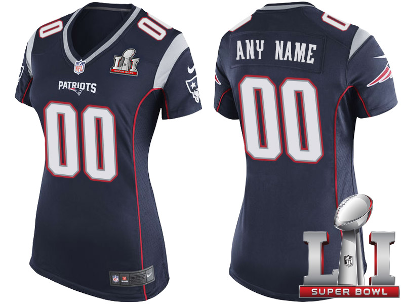 Women's 2017 Super Bowl LI New England Patriots Navy Custom Game Jersey