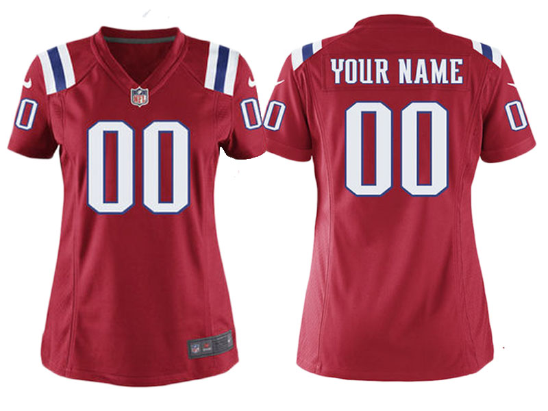 Women's New England Patriots Red Custom Throwback Game Jersey