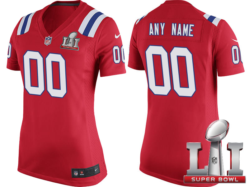 Women's 2017 Super Bowl LI New England Patriots Red Custom Game Jersey