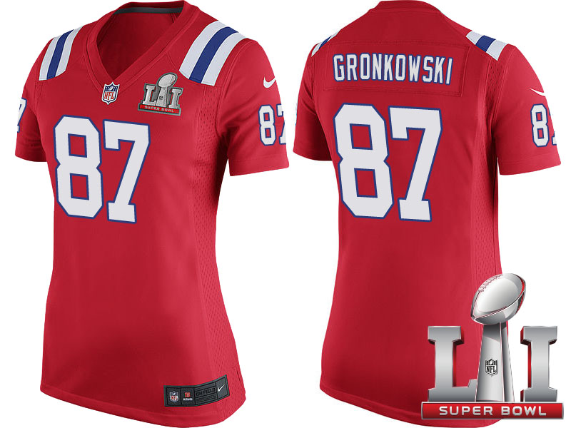 Women's New England Patriots #87 Rob Gronkowski Red Super Bowl LI Jersey