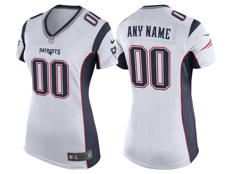 Women's New England Patriots White Custom Game Jersey