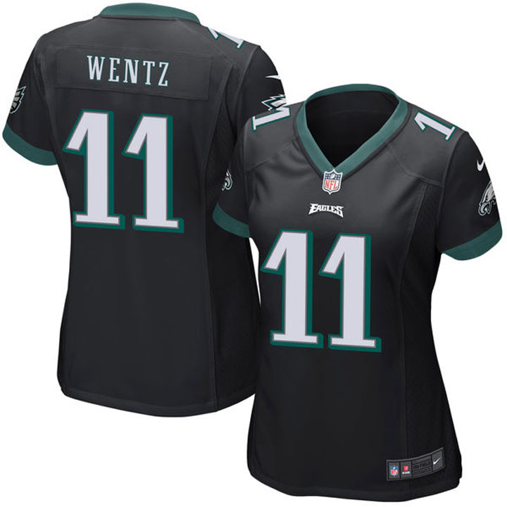 Womens Philadelphia Eagles #11 Carson Wentz Black Game Jersey