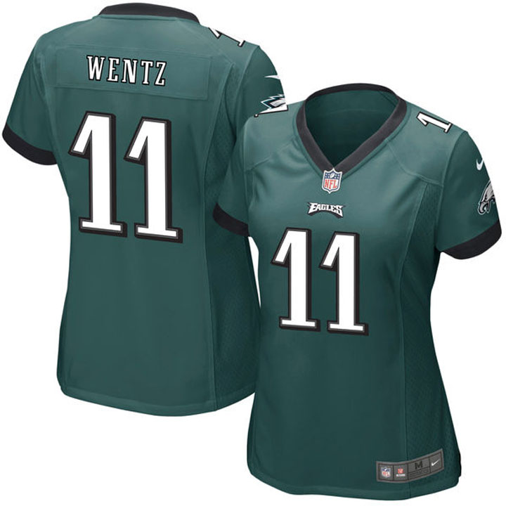 Womens Philadelphia Eagles #11 Carson Wentz Green Game Jersey