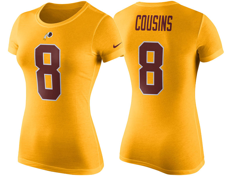 Women's Washington Redskins #8 Kirk Cousins Gold Player Pride Color Rush Name & Number T-Shirt