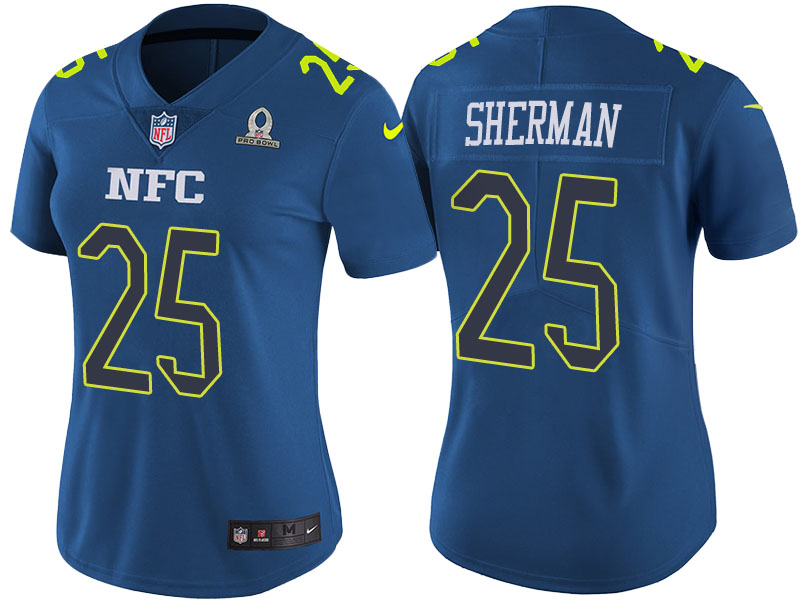 Women's NFC 2017 Pro Bowl Seattle Seahawks #25 Richard Sherman Blue Game Jersey