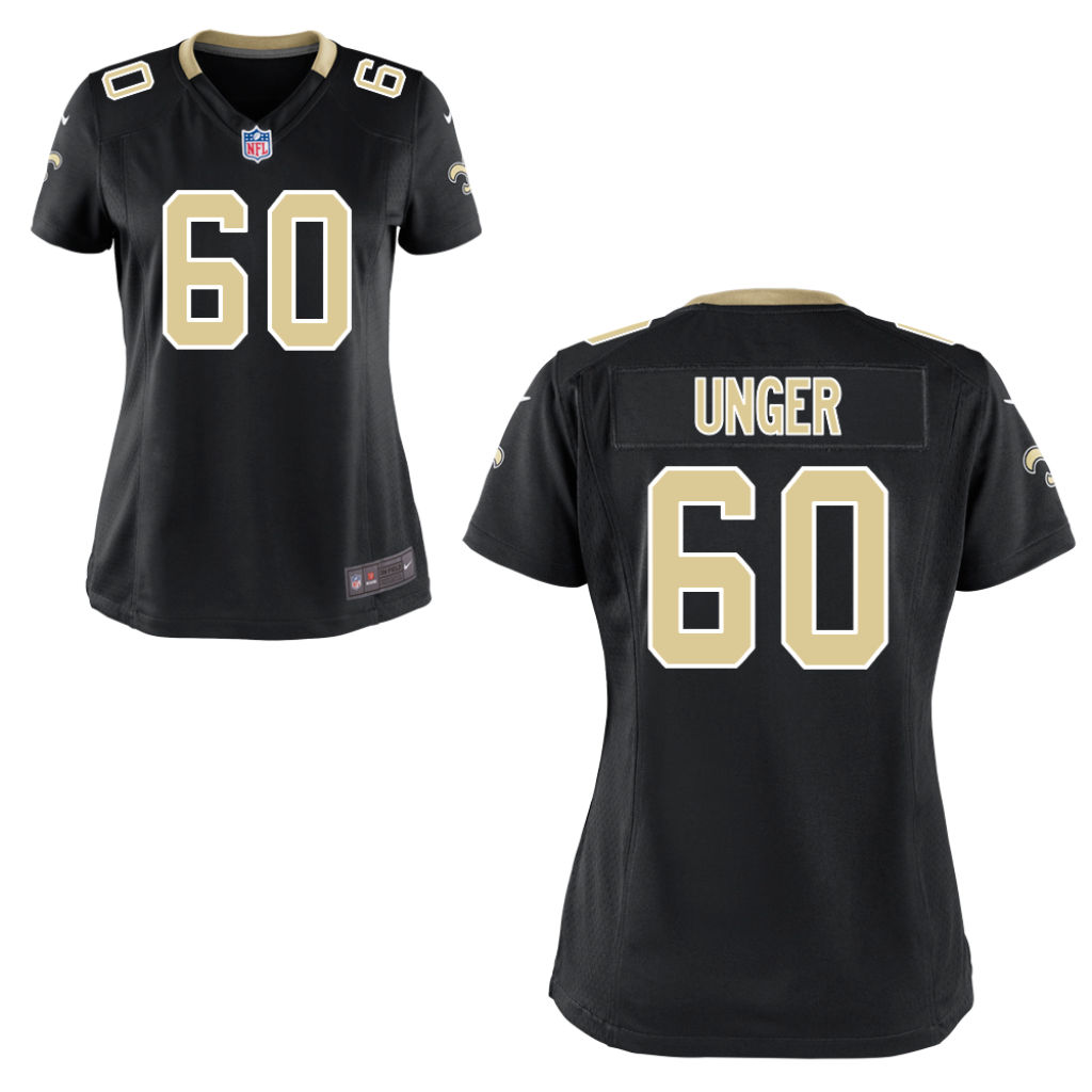 Women's New Orleans Saints #60 Max Unger Black Game Jersey