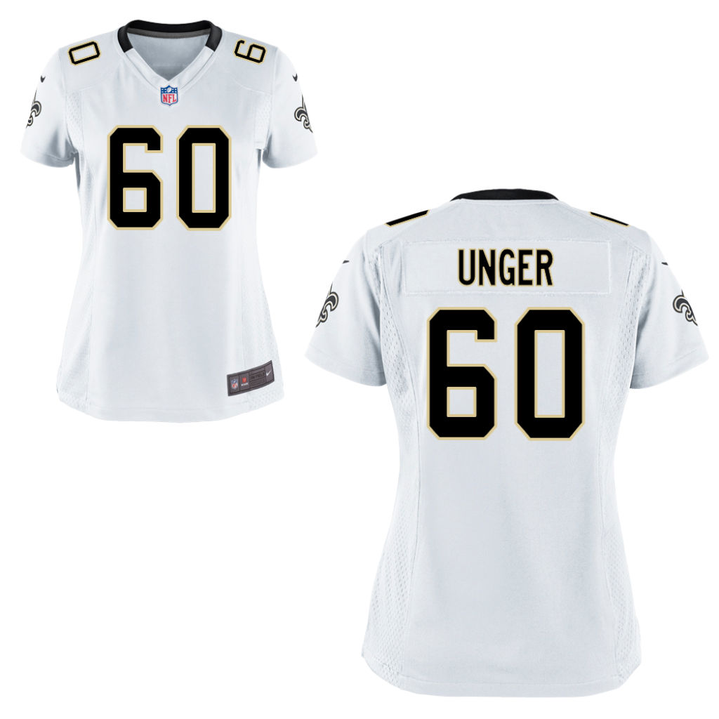 Women's New Orleans Saints #60 Max Unger White Game Jersey