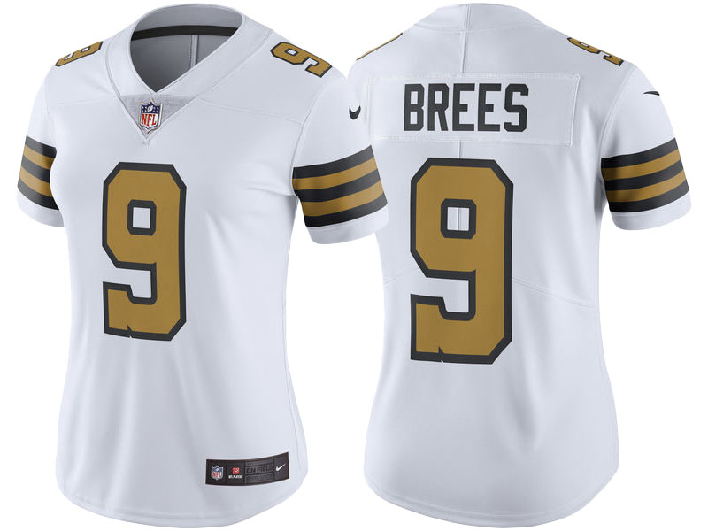 Women's New Orleans Saints #9 Drew Brees White Color Rush Limited Jersey