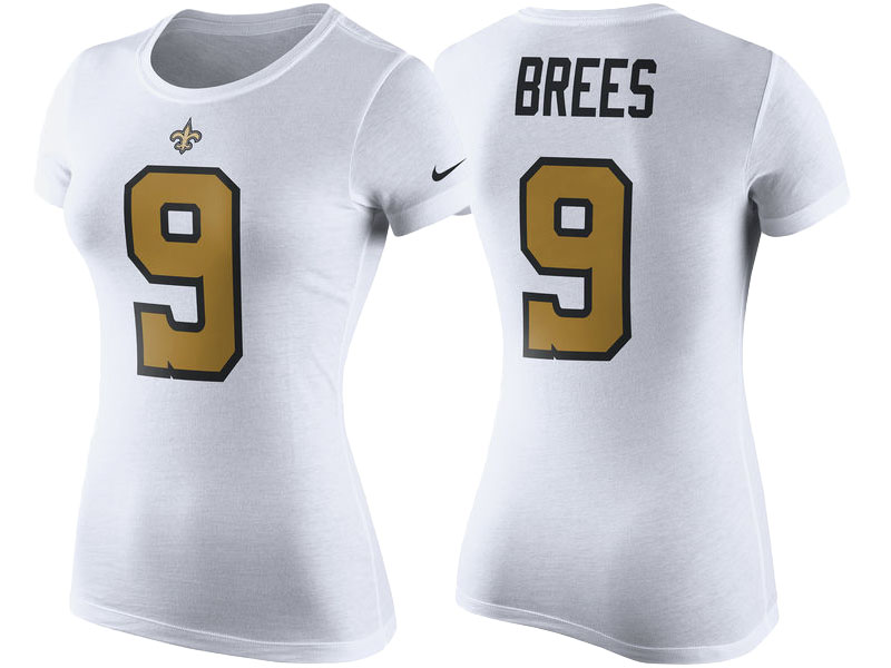 Women's New Orleans Saints #9 Drew Brees White Player Pride Color Rush Name & Number T-Shirt