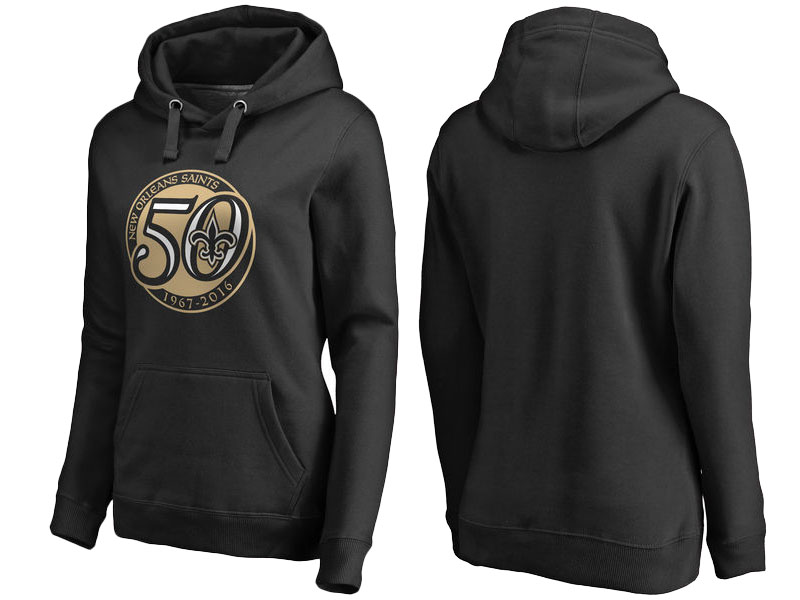 Women's New Orleans Saints Black Pro Line 50th Season Pullover Hoodie