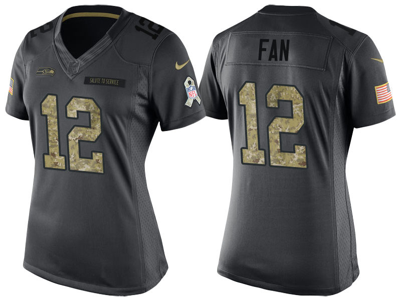 Women's Seattle Seahawks #12 12th Fan Camo Anthracite 2016 Salute to Service Limited Jersey