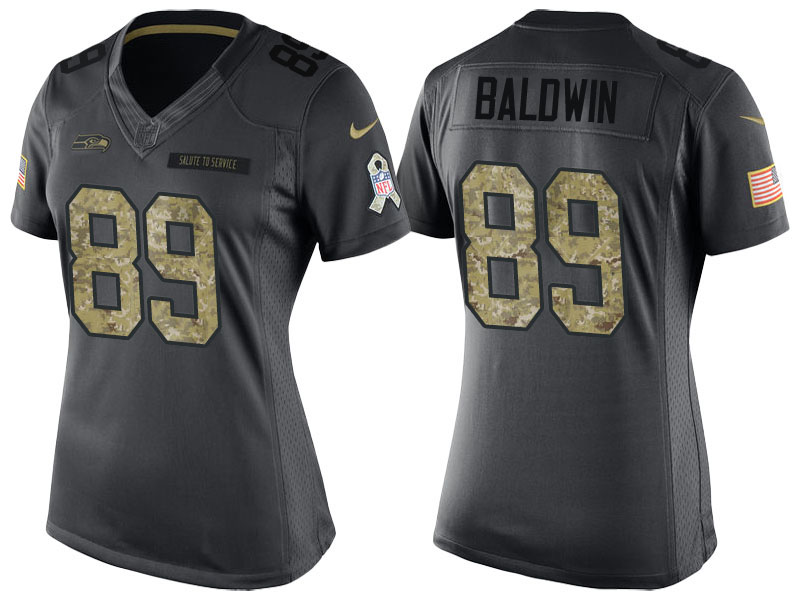 Women's Seattle Seahawks #89 Doug Baldwin Anthracite 2016 Salute to Service Limited Jersey