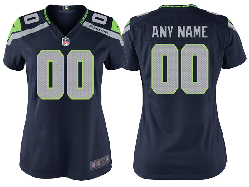 Women's Seattle Seahawks Navy Custom Game Jersey