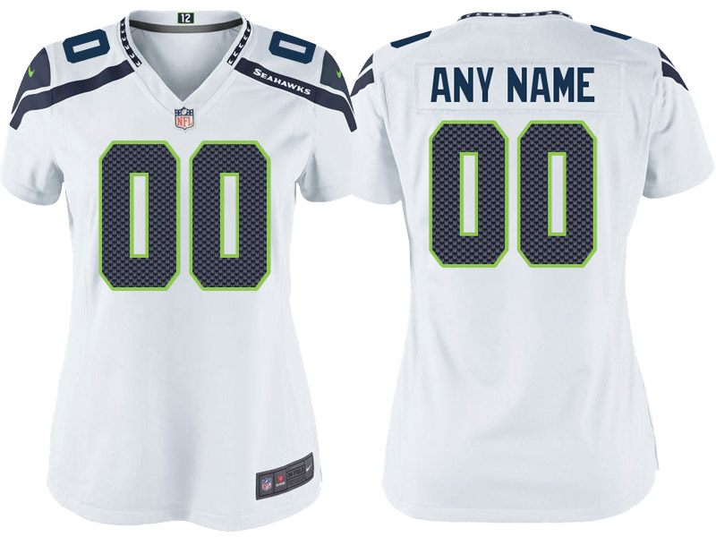 Women's Seattle Seahawks White Custom Game Jersey