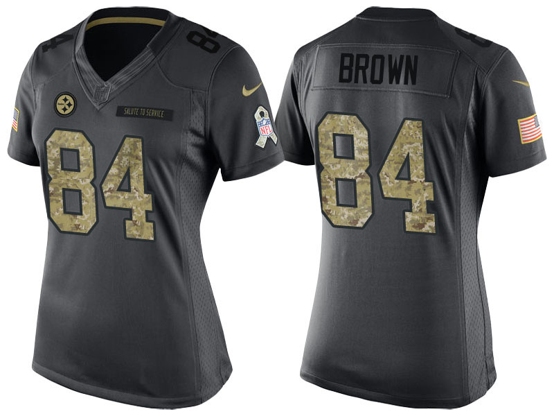 Women's Pittsburgh Steelers #84 Antonio Brown Camo Anthracite 2016 Salute to Service Limited Jersey