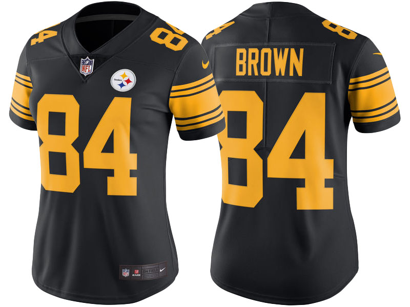 Women's Pittsburgh Steelers #84 Antonio Brown Black Color Rush Limited Jersey