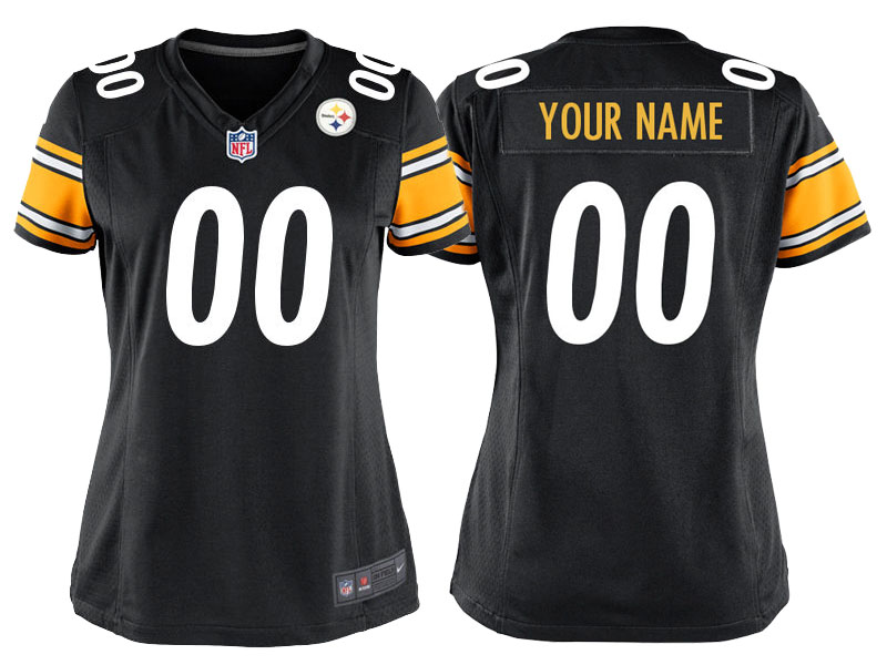 Women's Pittsburgh Steelers Black Custom Game Jersey