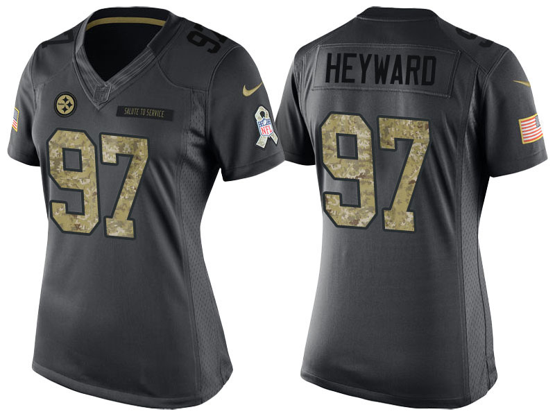 Women's Pittsburgh Steelers #97 Cameron Heyward Anthracite 2016 Salute to Service Limited Jersey